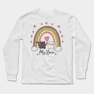 My Rainbow Cat is My Valentine Long Sleeve T-Shirt